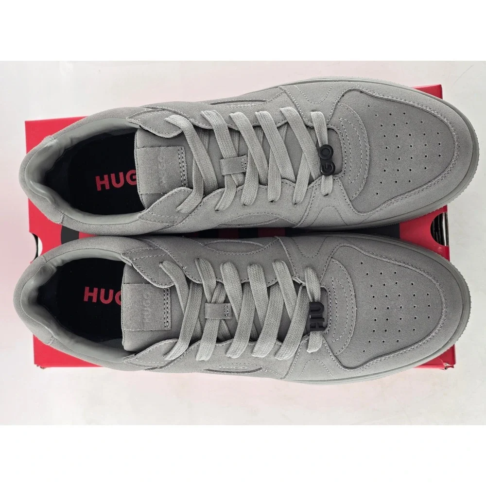 HUGO Hadrian Tenn Suede Sneakers Mens Sz 12-12.5 EU 46 Open Grey Low Top - New